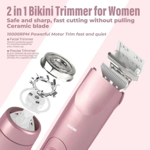QIAWI™ 2-in-1 Women's Electric Shaver - Dual-Head Precision Trimmer