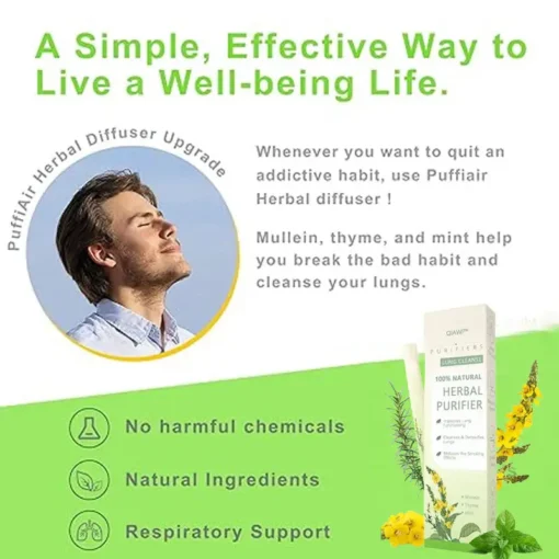 QIAWI™Mullein Relaxation Stick – Soothes Lungs, Detoxifies, Freshens Breath