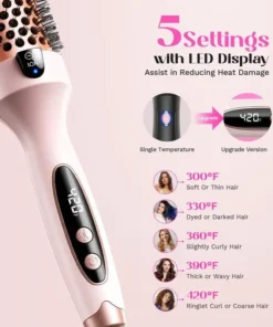 QIAWI™ Fast Heating Ionic Curling Iron Brush 1.5 Inch