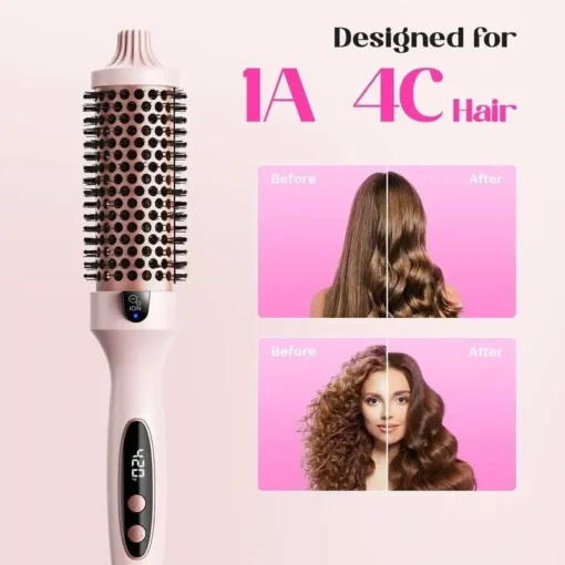 QIAWI™ Fast Heating Ionic Curling Iron Brush 1.5 Inch