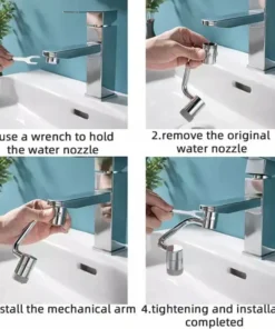 QIAWI™ 1080° Rotating Robotic Arm Universal Faucet Filter