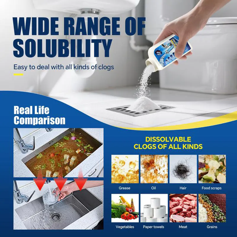 QIAWI Powerful Pipe Dredging Agent for Kitchen and Toilet Pipelines