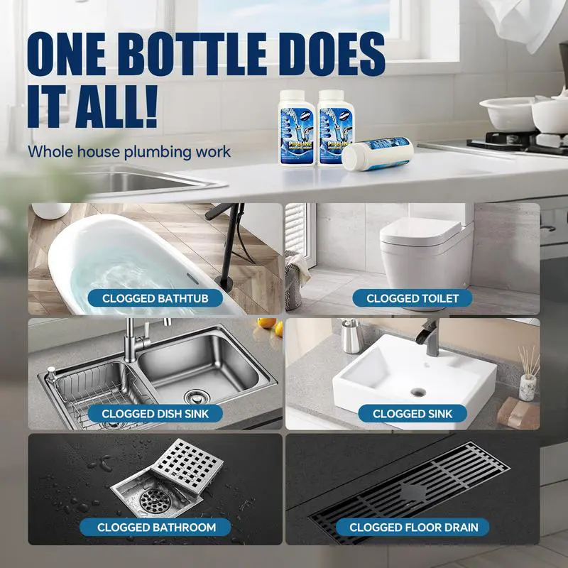 QIAWI Powerful Pipe Dredging Agent for Kitchen and Toilet Pipelines