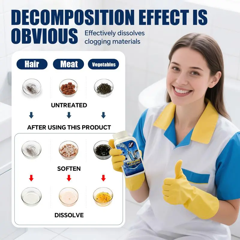 QIAWI Powerful Pipe Dredging Agent for Kitchen and Toilet Pipelines