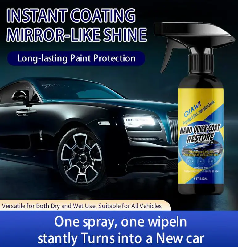 QIAWI Car Nano quick-coat restore-Coating Spray-Advanced Automobile Quick-acting Coating Agent With Dust -Proof and Glazing Effects -Long Lasting Car Showroom gloss that LASTS 350ml