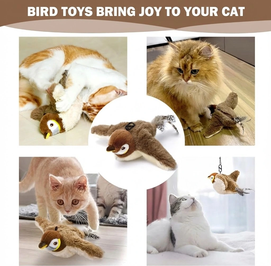 QIAWI™ Interactive ChirpingBird Cat Toy (Realistic Flapping Sound)