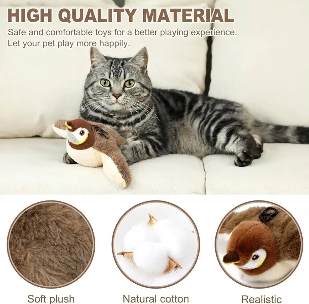 QIAWI™ Interactive ChirpingBird Cat Toy (Realistic Flapping Sound)