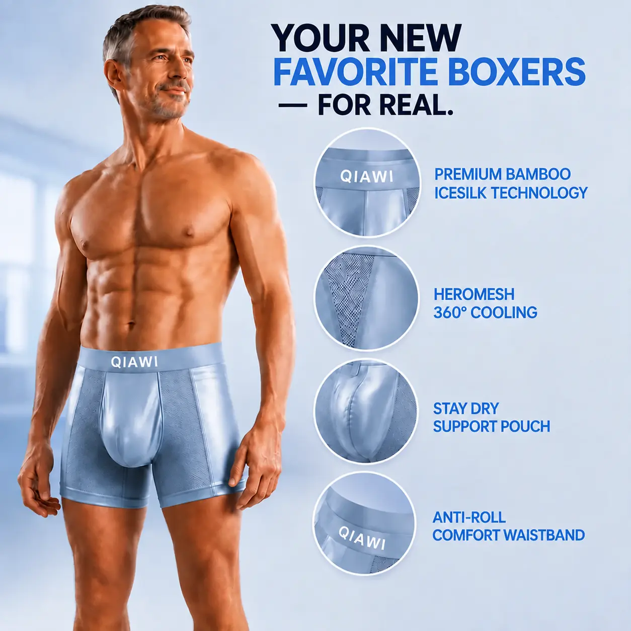 QIAWI™ Premium Leakproof Bamboo Ice Silk Boxer